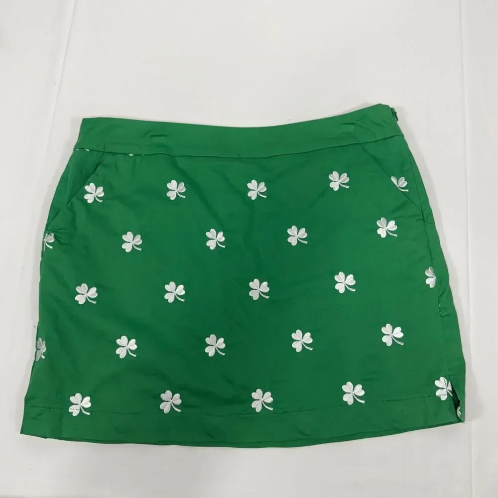 Embroidered Shamrock Loudmouth Ladies Golf Skort Kelly Green Size 14 US